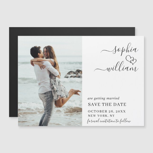 Elegant Wedding PHOTO Save the Date Magnetic Card (Front/Back)