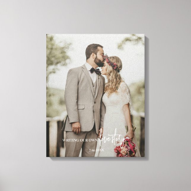 Elegant Wedding Photo Script Canvas Print (Front)