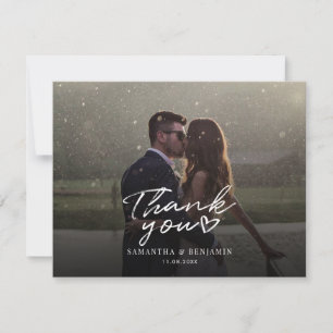 Elegant Wedding Photo Script Thank You Card