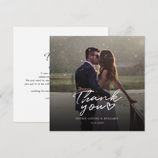 Elegant Wedding Photo Thank You Card (Front/Back)