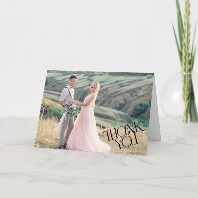 Elegant Wedding Photo Thank You Card (Front)