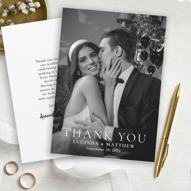 Elegant Wedding Photo Thank You Card (Thank You cards with elegant styling.)