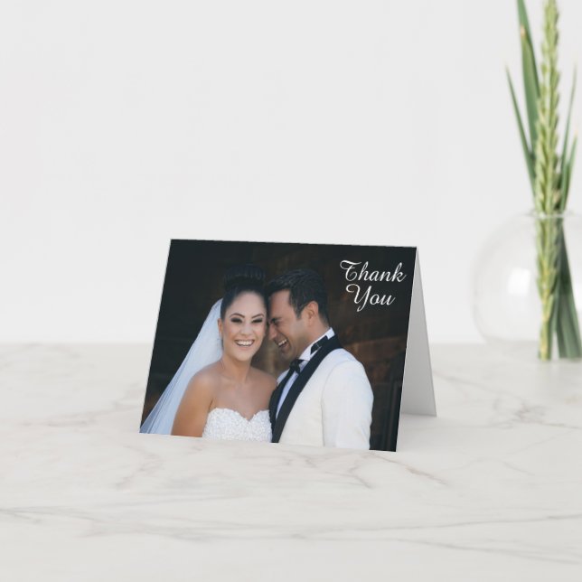 Elegant Wedding Photo Thank You  Card (Front)