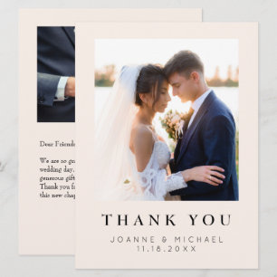 Elegant Wedding Photo Thank You Card Custom