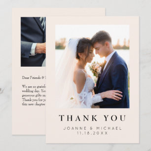 Elegant Wedding Photo Thank You Card Custom