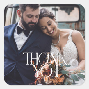 Elegant Wedding Photo Thank You Favour Square Sticker