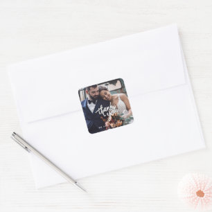 Elegant Wedding Photo Thank You Favour Square Sticker