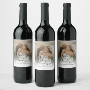 Elegant Wedding Photo Thank You Favour Wine Label