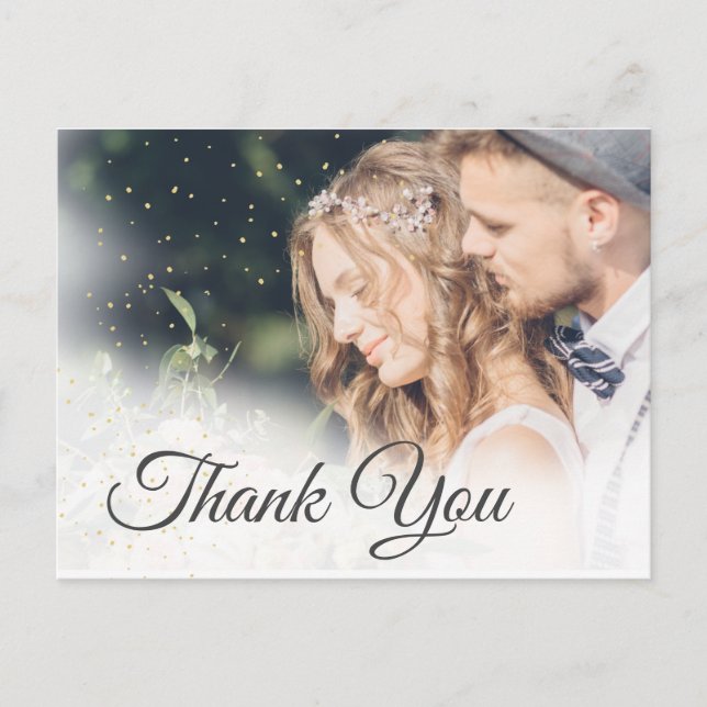 Elegant Wedding Photo Thank You Modern Postcard (Front)
