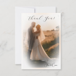 Elegant Wedding Photo Vellum Edged Personalised Thank You Card