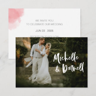 Elegant Wedding Photo with Love Heart Script Thank You Card