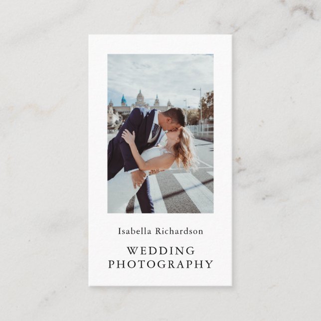 Elegant Wedding Photography Vertical Business Card (Front)