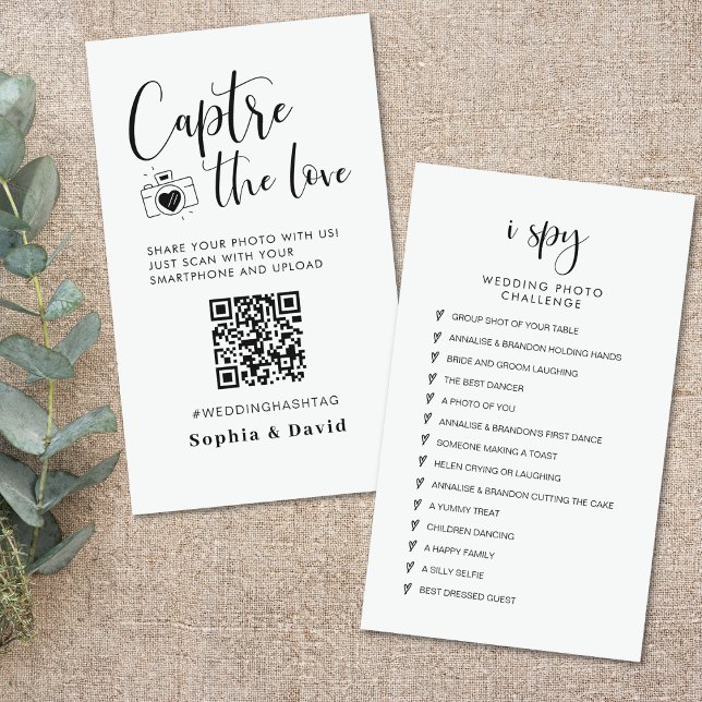 Elegant Wedding Photos Capture The Love QR Code Enclosure Card (Creator Uploaded)