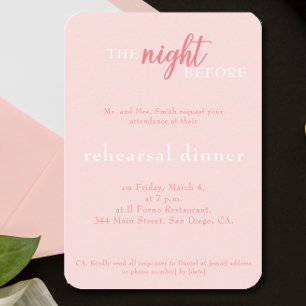 Elegant Wedding Pink Monogram Rehearsal Dinner Enclosure Card