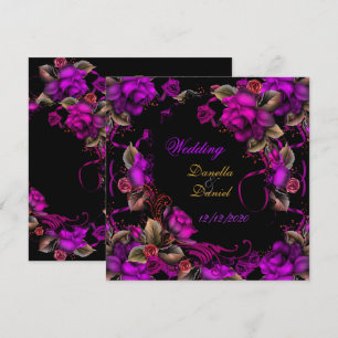 Elegant Wedding Pink Plum Rose Black Invitation