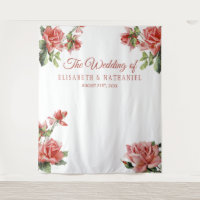 Elegant wedding pink roses photo booth backdrop