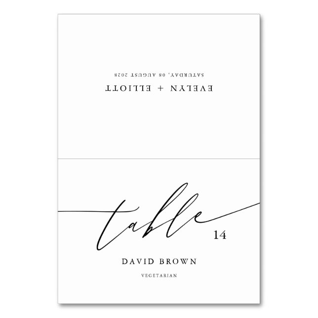 Elegant Wedding Place Cards With Meal Choice (Front)