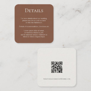 Elegant Wedding Plain Simple QR Code Enclosure Card