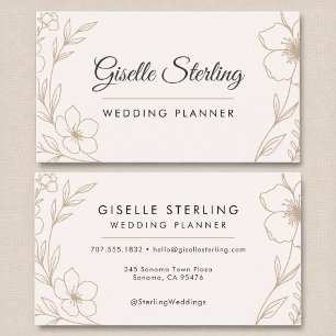 Elegant Wedding Planner Botanical Blush Black  Business Card