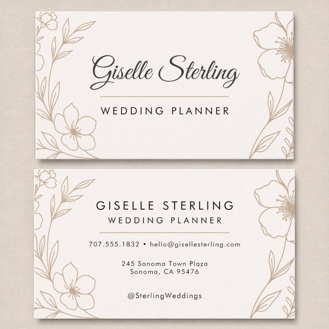 Elegant Wedding Planner Botanical Blush Black  Business Card (Creator Uploaded)