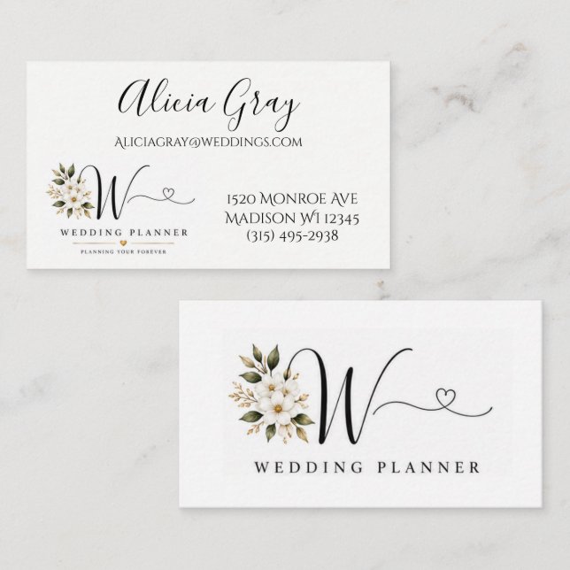 Elegant Wedding Planner Business Card (Front/Back)