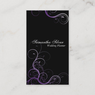 Elegant Wedding Planner Business Card Purple Swirl