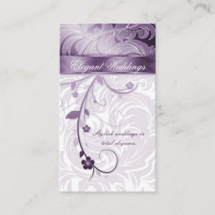 Elegant Wedding Planner Floral Leaf Purple Business Card