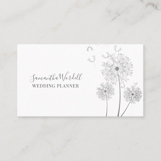 Elegant Wedding Planner Illustrated Flowers  Business Card (Front)