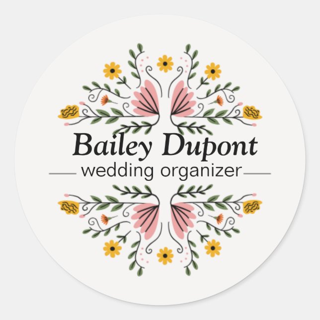elegant wedding planner logo classic round sticker (Front)