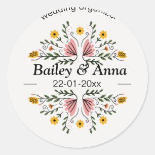 elegant wedding planner logo classic round sticker
