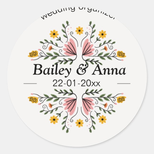 elegant wedding planner logo classic round sticker (Front)