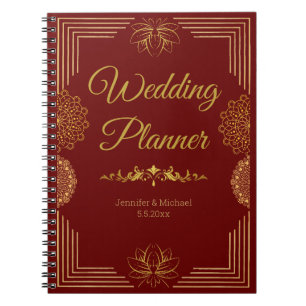 elegant wedding planner red gold Indian  Notebook