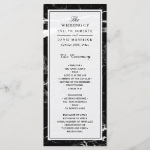 Elegant Wedding Program Black White Marble Programme