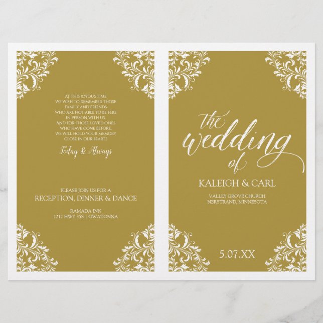 Elegant Wedding Program Booklet -Nadine (Gold) (Front)