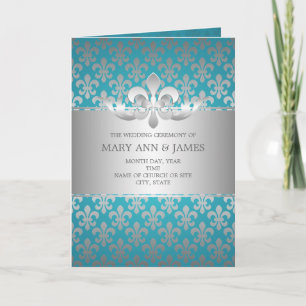 Elegant Wedding Program Fleur De Lis Blue Programme