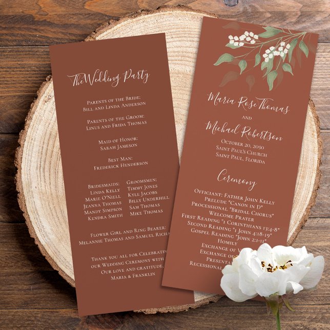 Elegant Wedding Program Floral Terracotta Programme (Creator Uploaded)
