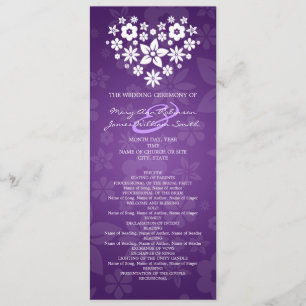 Elegant Wedding Program Flowery Heart Purple Programme