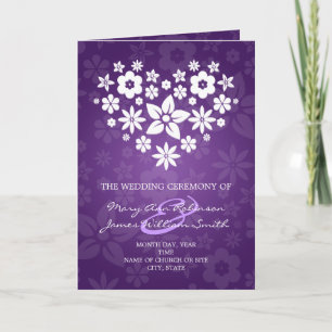 Elegant Wedding Program Flowery Heart Purple Programme