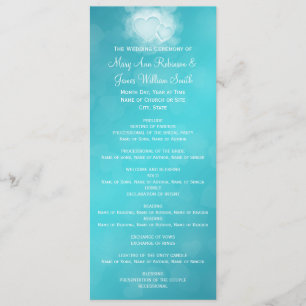 Elegant Wedding Program Modern Hearts Blue Programme