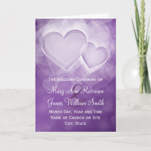 Elegant Wedding Program Modern Hearts Purple Programme