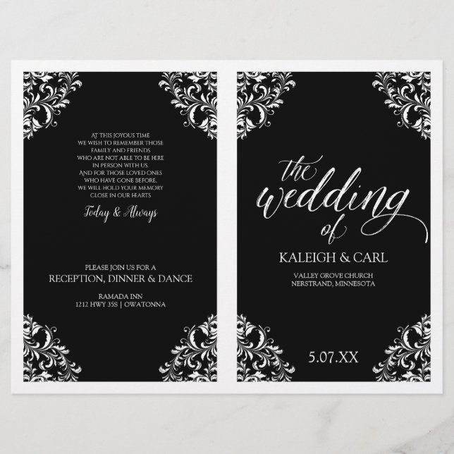 Elegant Wedding Program - Nadine (Black)2 (Front)