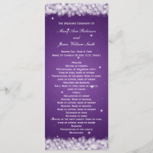 Elegant Wedding Program Party Sparkle Purple Programme