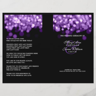 Elegant Wedding Program Purple Lights