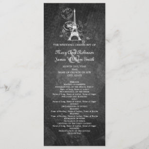 Elegant Wedding Program Romantic Paris Black Programme