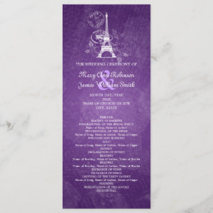 Elegant Wedding Program Romantic Paris Purple Programme
