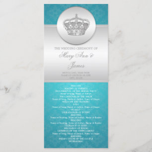 Elegant Wedding Program Royal Crown Blue Programme