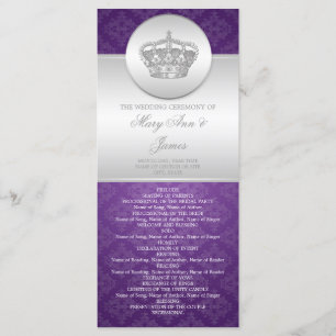 Elegant Wedding Program Royal Crown Purple Programme