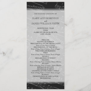 Elegant Wedding Program Sheet Music Black Programme