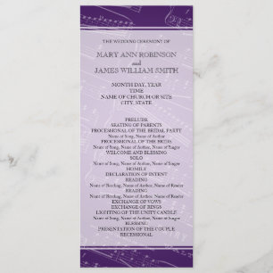 Elegant Wedding Program Sheet Music Purple Programme