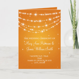 Elegant Wedding Program Sparkling Chain Orange Programme